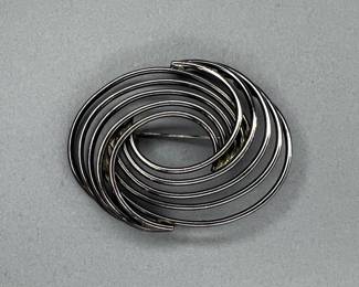 Mid Century Modern Sterling Silver Brooch 