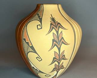 Jemez Redware Vase by Virginia Ponca Fragua, Signed 