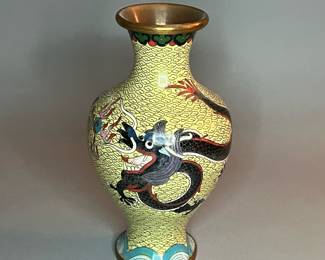Chinese Black Dragon  Cloisonné Vase