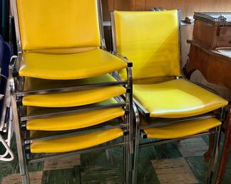 Set of 6 Mid Century Chrome Dining Chairs 