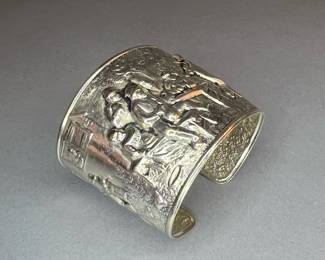 Vintage Repousse Silver Plated Bracelet, Denmark 