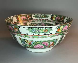 Chinese Rose Medallion Punch Bowl