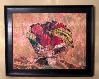 Abstract Fruit Bowl Still Life Oil on Board