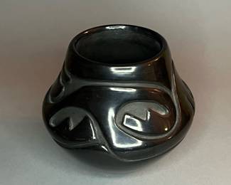 Vintage Santa Clara Pueblo Pottery Bowl by Stella Chavarria, Signed