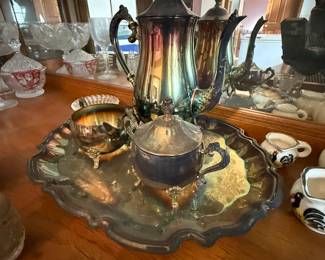 silver tray and pitcher