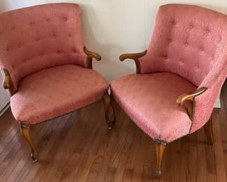  04 Pink Antique Upholstered Armchairs