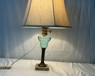 Teal Glass Spired Lamp