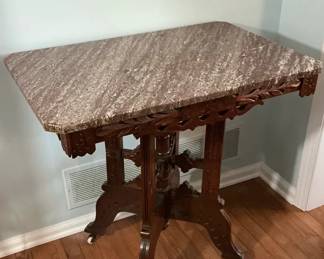 Wooden Entry Table With Granite Top