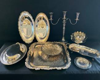 Silver Lotus, Candelabra, Trays