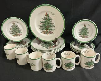 Spode Christmas Tree Mugs And Plates