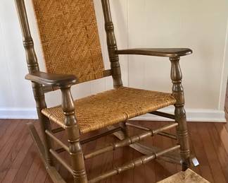 Wooden Rocking Chair And Stool
