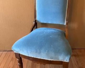Victorian Blue Parlor Slipper Chair