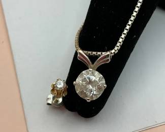 Diamond Pendant Stud Earring 