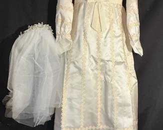 Vintage Cream Wedding Dress And Veil