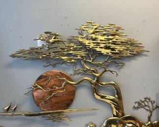 1985 Bijan Brass Bonsai Wall Sculpture- Signed