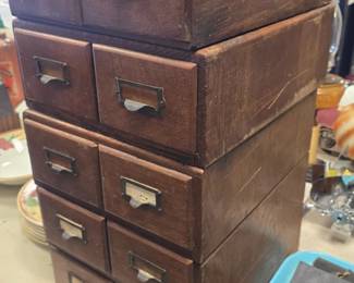 Library card catalog drawers