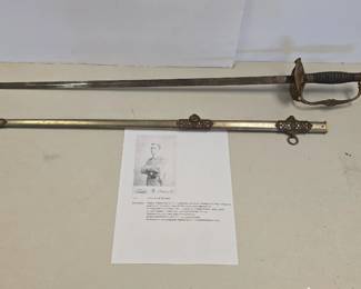 1890 Auburn University cadet sword with cadet photo of sword 