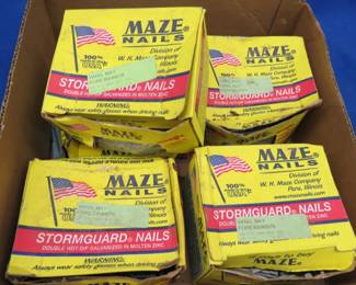 Lot 75. Five boxes of Stormguard Nails and some trim screws
