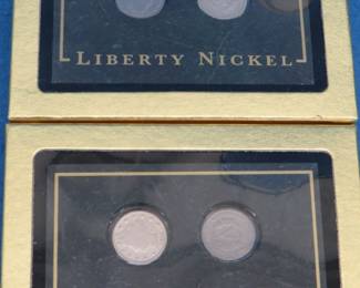 Lot 371. Two display pieces each with two Liberty Nickels