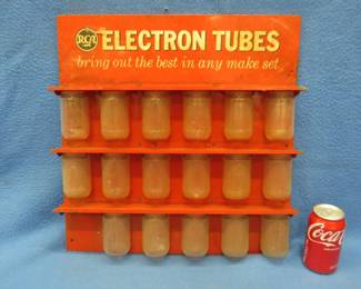 Lot 260. Vintage metal RCA vacuum tube display rack. 18.5" x 18"