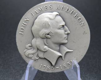 Lot 309. Medallion weighing 1.809 troy ounces of .999 pure silver from The Hall of Fame for Great Americans Series featuring John James Audubon made by the New York Medallic Art Co.
