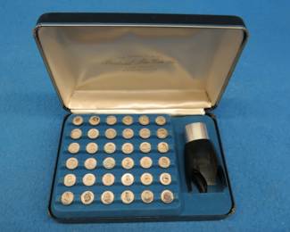 Lot 370. Franklin Mint sterling Presidential Coin Set with 36 coins weighing about 36-42 grams