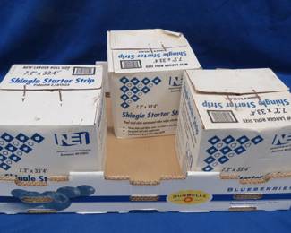 Lot 122. Three new rolls of shingle starter strips, each is 33' 4" x 7.2"