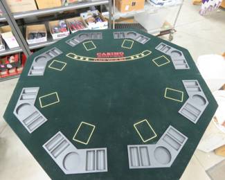 Lot 247. Poker table top, folds to fit in a carry/storage bag, includes a poker chip set