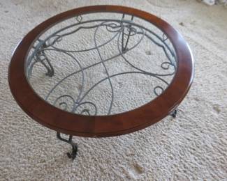 Lot 478. Glass-topped coffee table 41" Dia. x 16"H