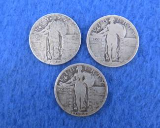 Lot 95. Three Standing Liberty quarters. 1926 P, 1928 P, and undated.