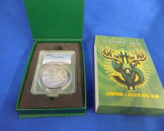 Lot 46. 1891 S Morgan Silver dollar slabbed and graded MS63 by PGCS out of a Buck N' Rips vault.