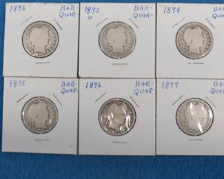 Lot 310. Six Barber Head quarters. 1892 thru 1897. All "P".