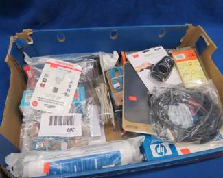 Lot 181. Old computer cables, old phone accessories, water filter, and more