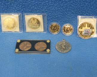 Lot 298. Replica coins, medallions, and 2 gold-colored 2019 Kennedy halves