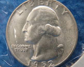 Lot 99. 1952 P Washington quarter in uncirculated condition.