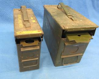 Lot 396. Two metal military ammo cans.