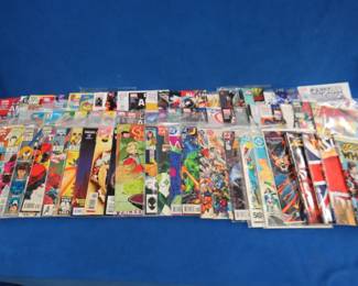 Lot 292. 75 comic books. Mostly DC and Marvel in like-new condition.