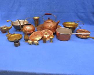 Lot 69. Metalware including brass, copper, and silverplate