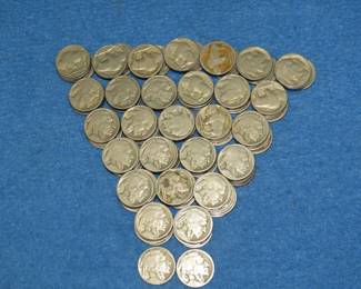 Lot 297. 135 Buffalo nickels with a mix of readable, barely readable, and some non-readable dates. Just about all can be read with magnification