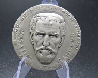 Lot 349. Medallion weighing 2.036 troy ounces of .999 pure silver from The Hall of Fame for Great Americans Series featuring Saint Gaudens. Made by the New York Medallic Art Co.