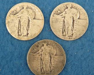 Lot 236. Three Standing Liberty quarters. 1925 P, 1927 P, and no date.