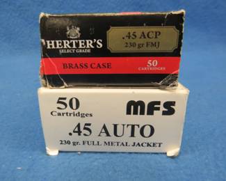 Lot 288. 100 45 auto rounds. 230-grain FMJ.