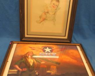 Lot 408. An American Sky Beer framed print and a bonus Charlotte Becker "I See You" print