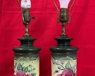 2 Ceramic Lamps Roses
