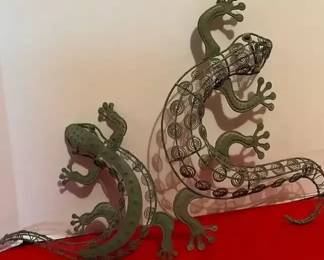2 Gecko Metal Outdoor Animals 