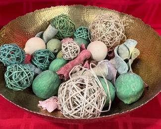 Large Hammered Metal Bowl  Decor