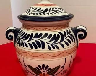 Ceramic Large Jar with lid Talavera