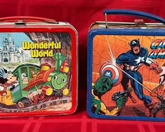 2 Vintage Metal Lunch Boxes
