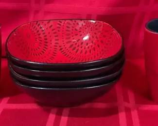 4 Red Bowls  2 Red Cups
