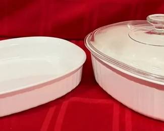White French Corning Ware Dishes